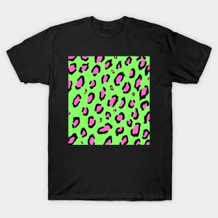 Green Pink Neon Leopard Print Animal T-Shirt